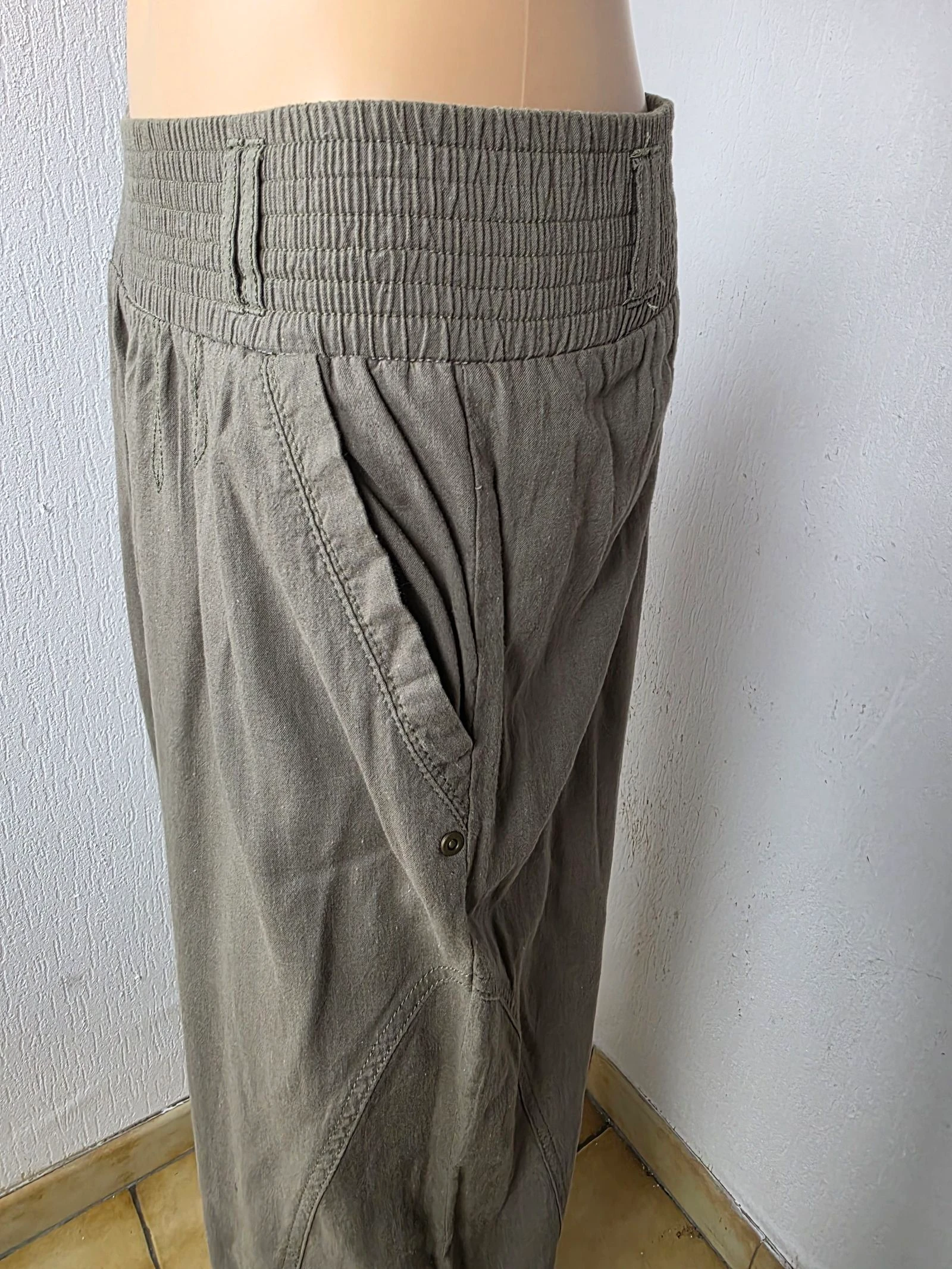 Carrot / Harem Pants Khaki Promod (Linen & Cotton) size 40/42 – photo 4